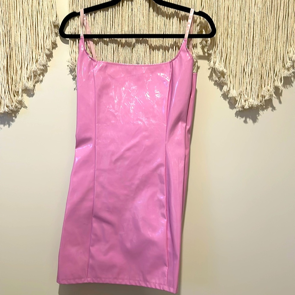 Pink leather dress